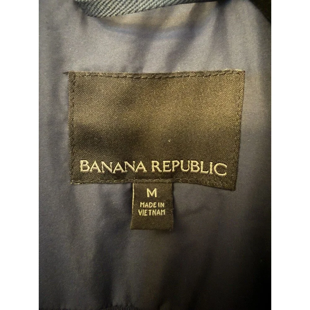 Banana Republic Mens M Quilted Vest Navy Blue Modular System Full Zip Puffer